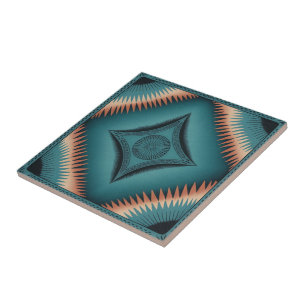 Aquamarin Navajo Peach Sunburst Fliese