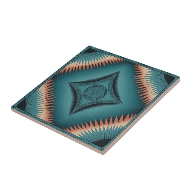 Aquamarin Navajo Peach Sunburst Fliese (Seite)