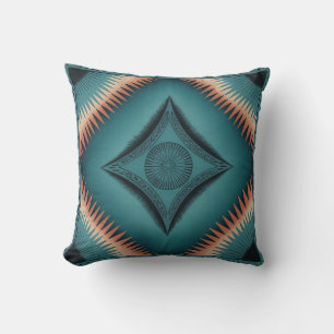 Aquamarin Navajo Peach Sunburst Kissen