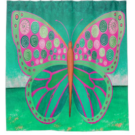 Aquamarin Ocean Butterfly Duschvorhang