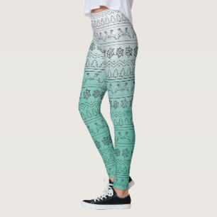 Aquamarin Ombre Christmas Sweater Muster Leggings