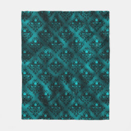 Aquamarin Ombre Glam Glitzer Damask Muster Fleecedecke