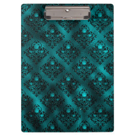 Aquamarin Ombre Glam Glitzer Damask Muster Klemmbrett