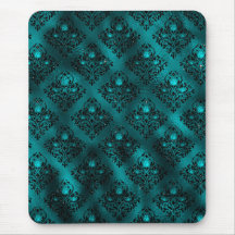 Aquamarin Ombre Glam Glitzer Damask Muster