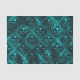 Aquamarin Ombre Glam Glitzer Damask Muster Seidenpapier