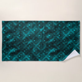 Aquamarin Ombre Glam Glitzer Damask Muster Strandtuch