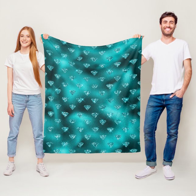 Aquamarin Ombre Glam Glitzer Diamonds Pattern Fleecedecke (Beispiel)