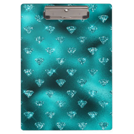 Aquamarin Ombre Glam Glitzer Diamonds Pattern Klemmbrett