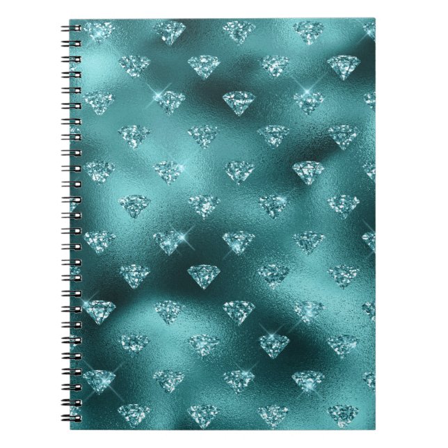 Aquamarin Ombre Glam Glitzer Diamonds Pattern Notizblock (Vorderseite)