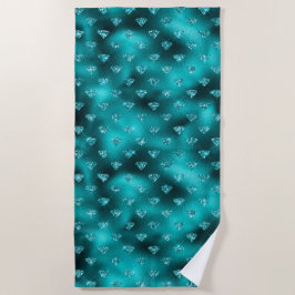 Aquamarin Ombre Glam Glitzer Diamonds Pattern Strandtuch