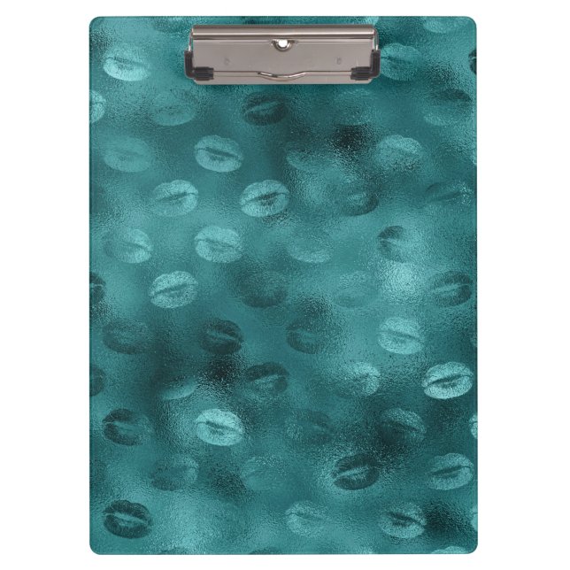 Aquamarin Ombre Glam Glitzer Lips Muster Klemmbrett (Vorderseite)