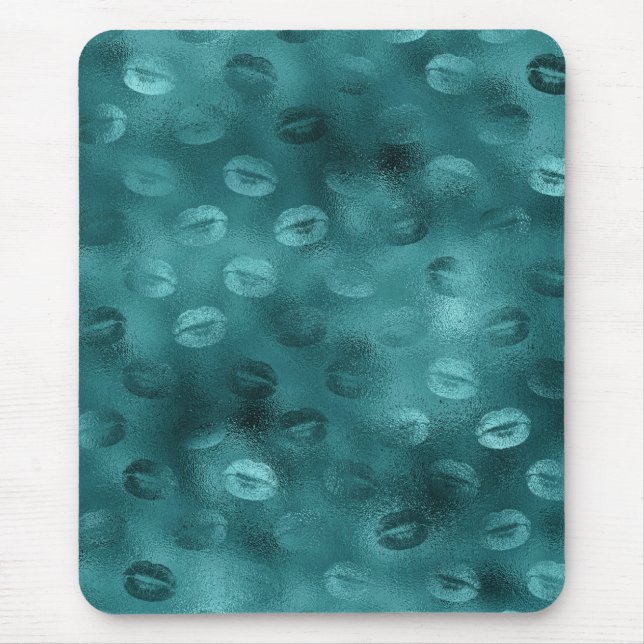 Aquamarin Ombre Glam Glitzer Lips Muster Mousepad (Vorne)