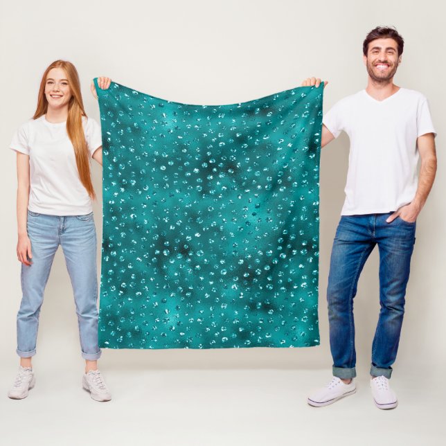 Aquamarin Ombre Glam Glitzer Polka Dots Muster Fleecedecke (Beispiel)