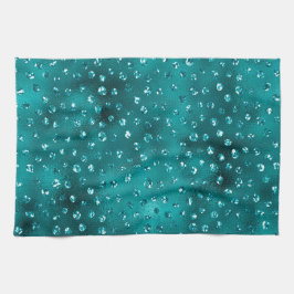 Aquamarin Ombre Glam Glitzer Polka Dots Muster Geschirrtuch