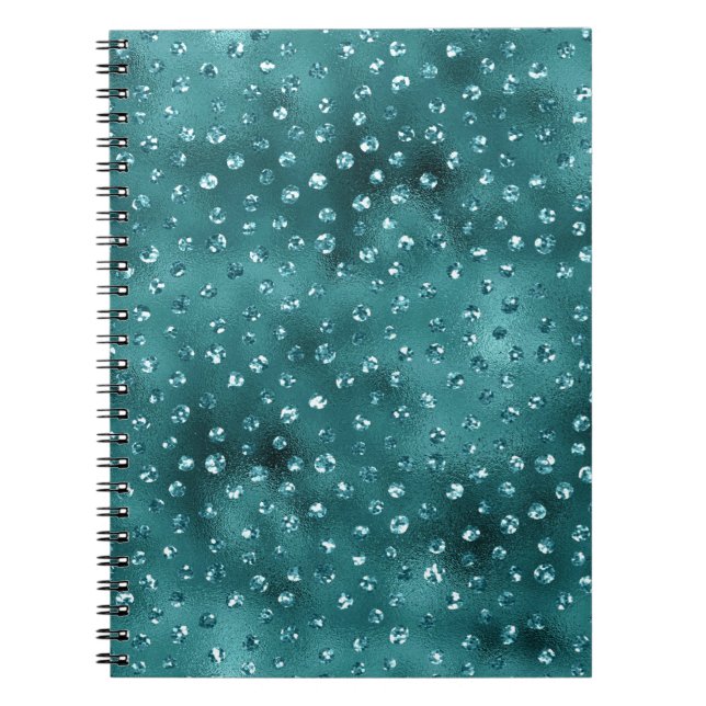 Aquamarin Ombre Glam Glitzer Polka Dots Muster Notizblock (Vorderseite)
