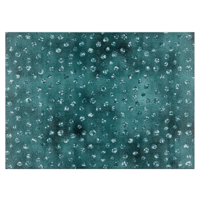 Aquamarin Ombre Glam Glitzer Polka Dots Muster Schneidebrett (Vorderseite)