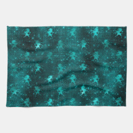 Aquamarin Ombre Glam Glitzer Unicorns Muster Geschirrtuch