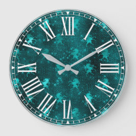Aquamarin Ombre Glam Glitzer Unicorns Muster Große Wanduhr