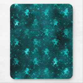 Aquamarin Ombre Glam Glitzer Unicorns Muster Mousepad