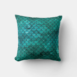 Aquamarin Ombre Glam Mermaid Scales Muster Kissen