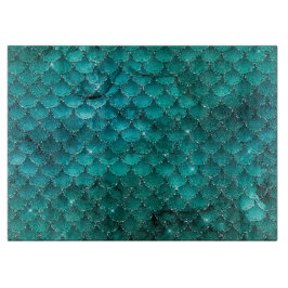 Aquamarin Ombre Glam Mermaid Scales Muster Schneidebrett