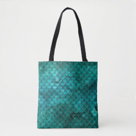 Aquamarin Ombre Glam Mermaid Scales Muster Tasche