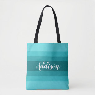 Aquamarin Ombre Stiped Custom Tasche