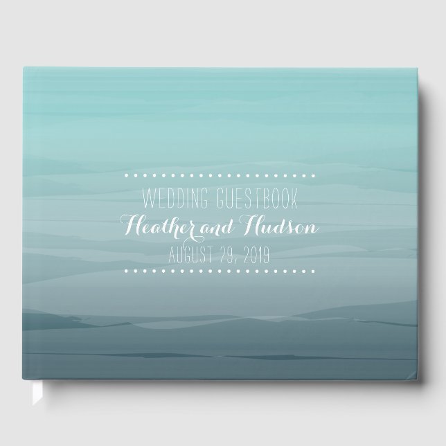 Aquamarin Ombre Wedding Guestbook Gästebuch (Vorderseite)