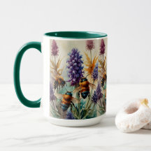 Aquamarin & orange Elegante | Bienen auf Violett-B