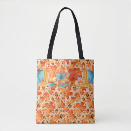 AQUAMARIN- & ORANGE FALL CUPCAKES KAFFEE CUP BLUME TASCHE