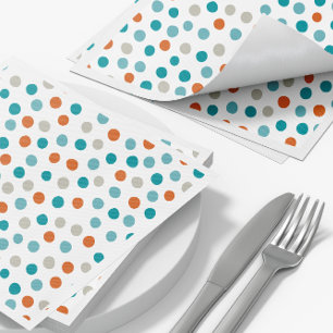 Aquamarin Orange Polka Dot Pattern Napkins Serviette