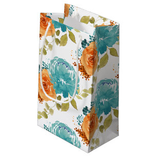 Aquamarin Orange Terracotta Boho Floral Kleine Geschenktüte