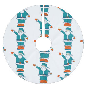 aquamarin-orange-Weihnachtslieder Polyester Weihnachtsbaumdecke