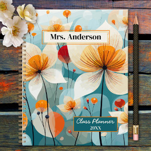 Aquamarin Orange Wildblumen Lehrer Planer
