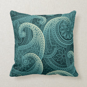 Aquamarin Paisley Timeless Pattern Kissen