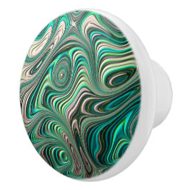 Aquamarin Paua Abalone Muschel Fraktal Abstraktes  Keramikknauf