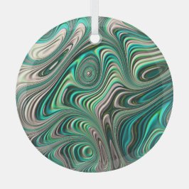 Aquamarin Paua Abalone Muschel Fraktal Abstraktes  Ornament Aus Glas
