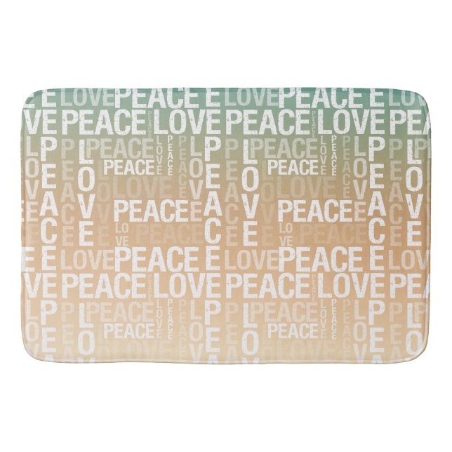 Aquamarin Peach Gold White Peace Liebe Badematte (Vorderseite)