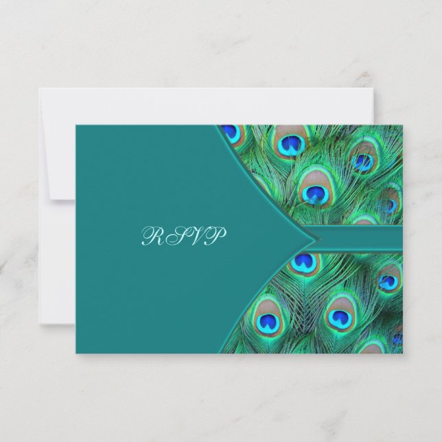 Aquamarin Peacock Elegance Peacock Wedding RSVP (Vorderseite)