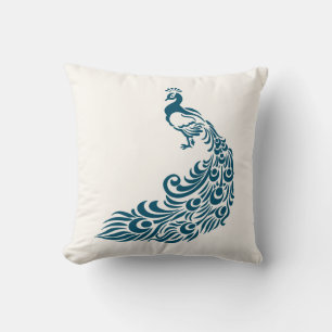 Aquamarin Peacock Fett Stilvolles Art Deco Design Kissen