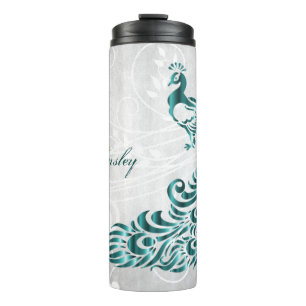 Aquamarin Peacock Personalisierter Thermaltumbler Thermosbecher