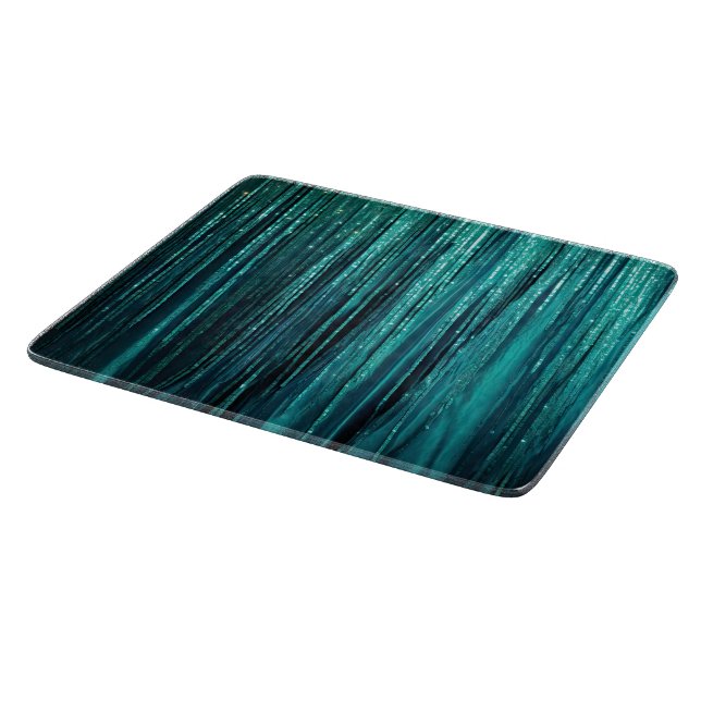 Aquamarin Pine Green Tinsel Gold Weihnachtsbaum Schneidebrett (Ecke)