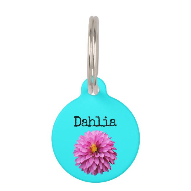 Aquamarin Pink Lila Dahlia Haustiermarke (Vorderseite)