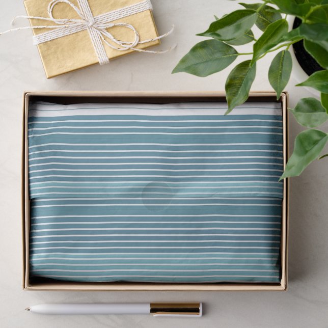 Aquamarin Pinstripe Christmas Pattern#28 ID1009 Seidenpapier (Geschenk)
