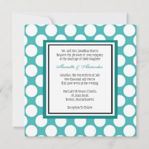 Aquamarin Polka Dot Wedding Einladung