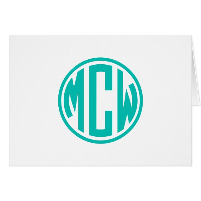 Aquamarin Preppy Circle Monogram DIY BG (Vorderseite (Horizontal))