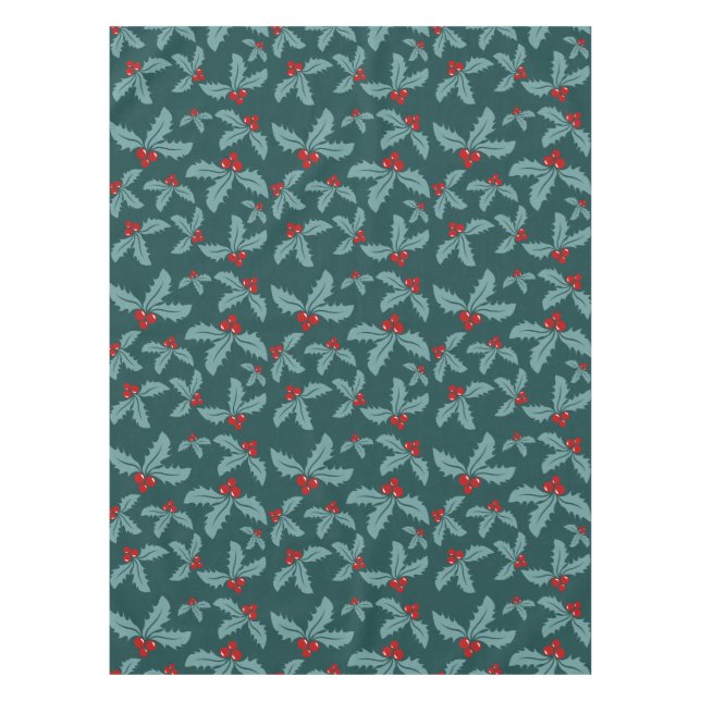 Aquamarin Red Holy und Berries Weihnachtsdesign Tischdecke (Vorderseite)