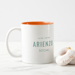 Aquamarin Retro Social Media Influencer Orange Zweifarbige Tasse