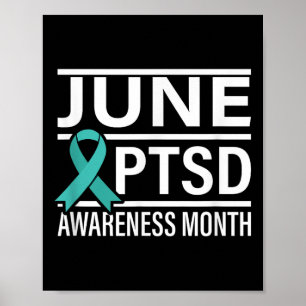 Aquamarin Ribbon June Ptsd Aufklärungsmonat Poster