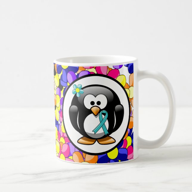 Aquamarin Ribbon Penguin Kaffeetasse (Rechts)
